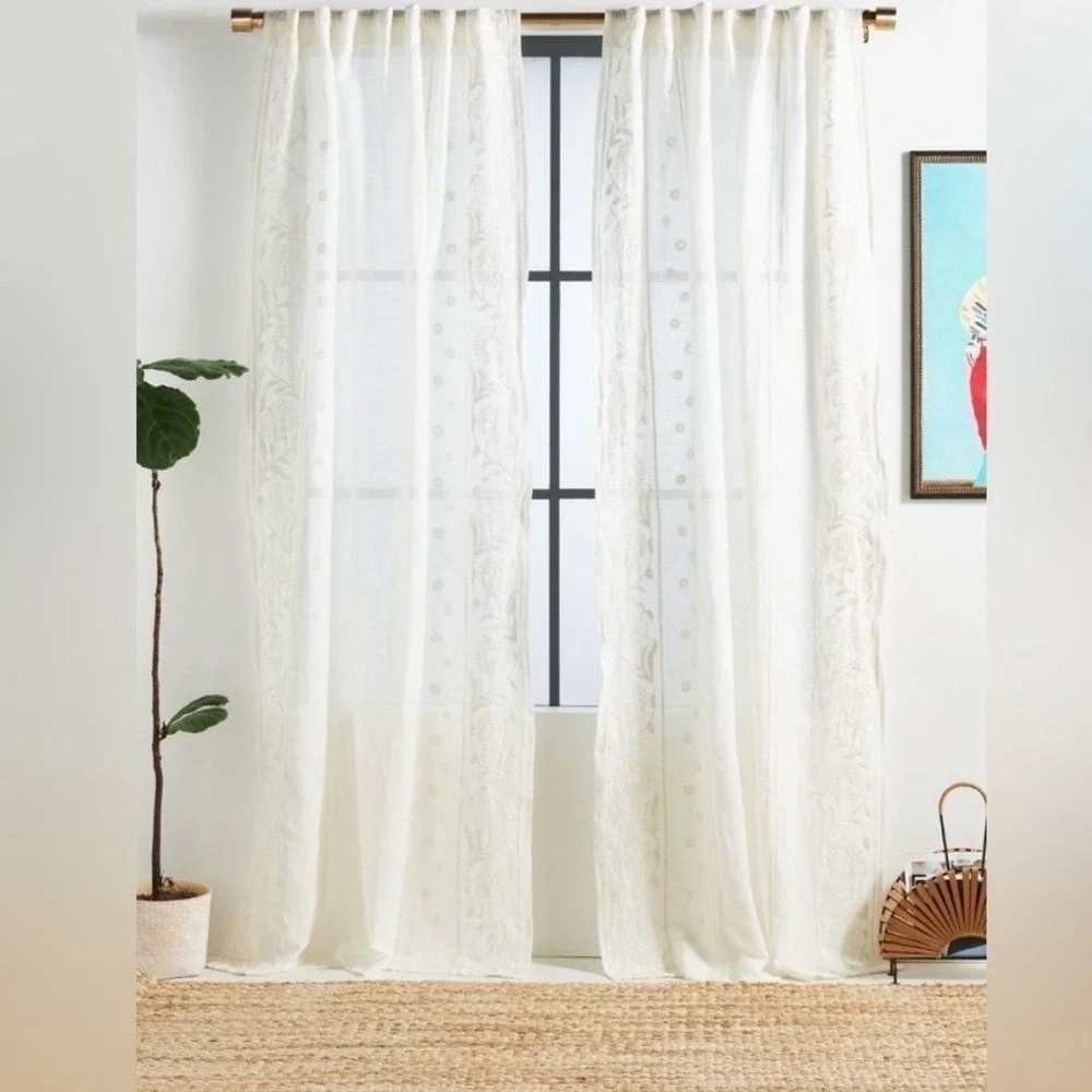 Anthropologie‎ Manette Embroidered Curtain Panel 51
